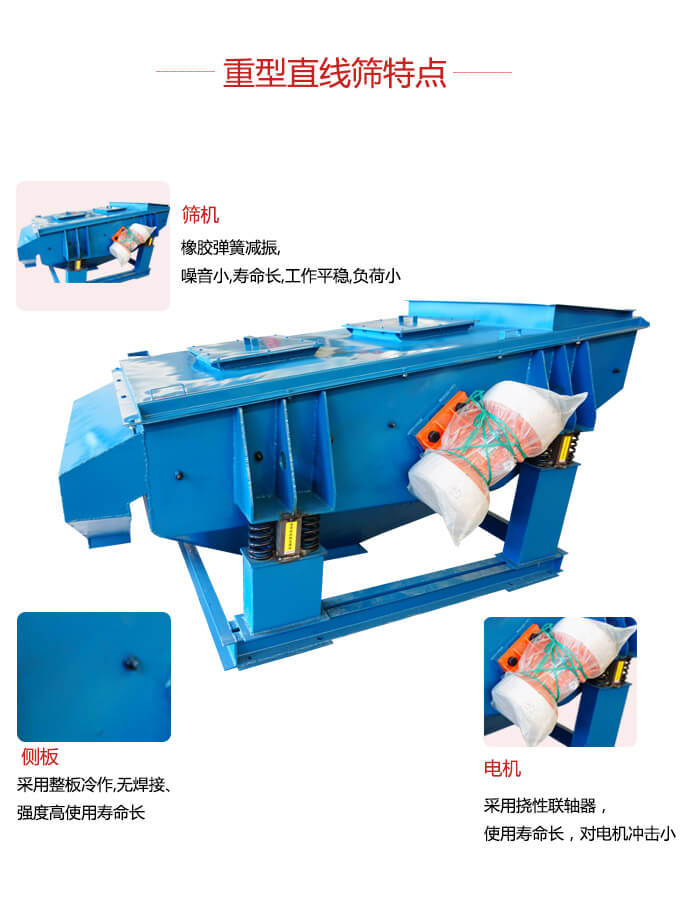 重型直線(xiàn)篩：篩機(jī)，側(cè)板，電機(jī)展示圖