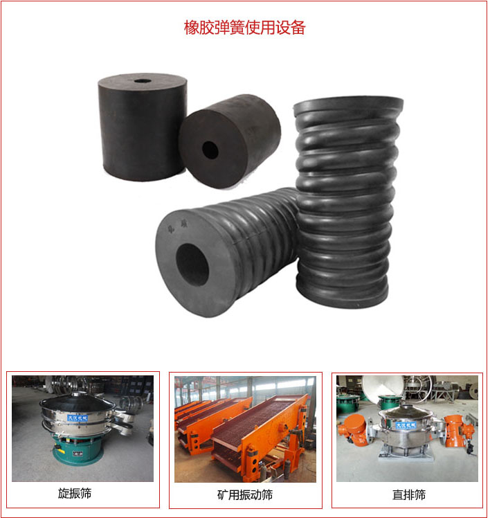 橡膠彈簧適用設備：旋振篩，礦用振動篩，直排篩等