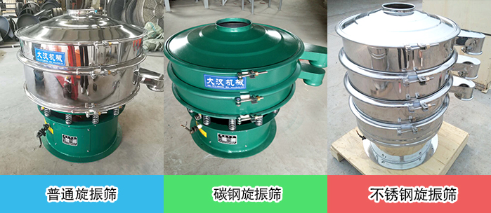 醫(yī)藥振動篩常見材質(zhì)展示：碳鋼＋不銹鋼，不銹鋼，碳鋼等材質(zhì)展示