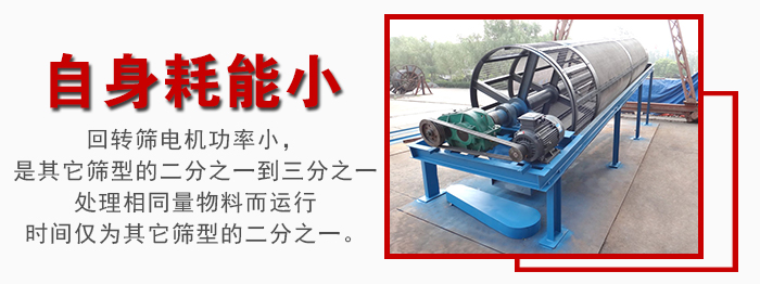 滾筒篩耗能小，使用壽命長，維修方便