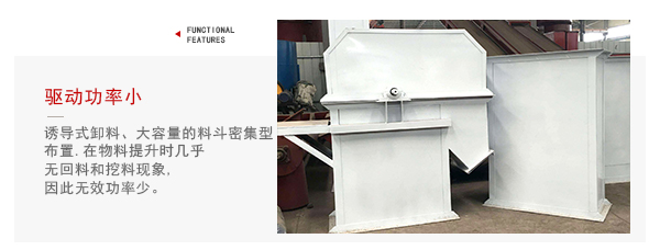 TD型斗式提升機驅(qū)動力小，無回料等特點展示圖。
